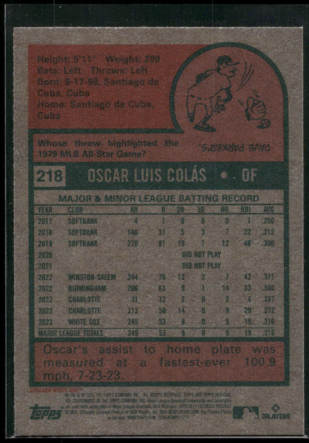 2024 Topps Heritage #218 Oscar Colás