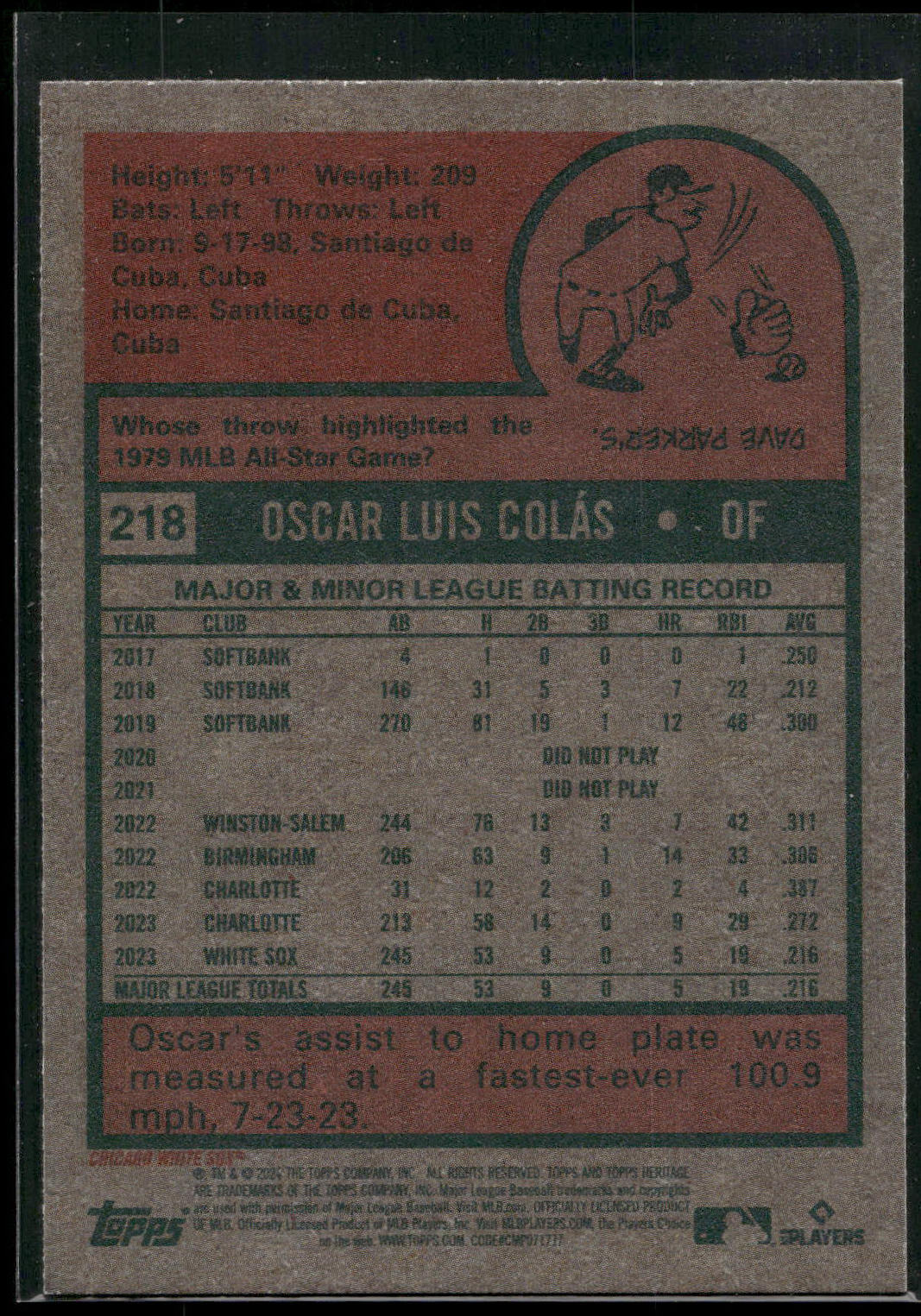 2024 Topps Heritage #218 Oscar Colás