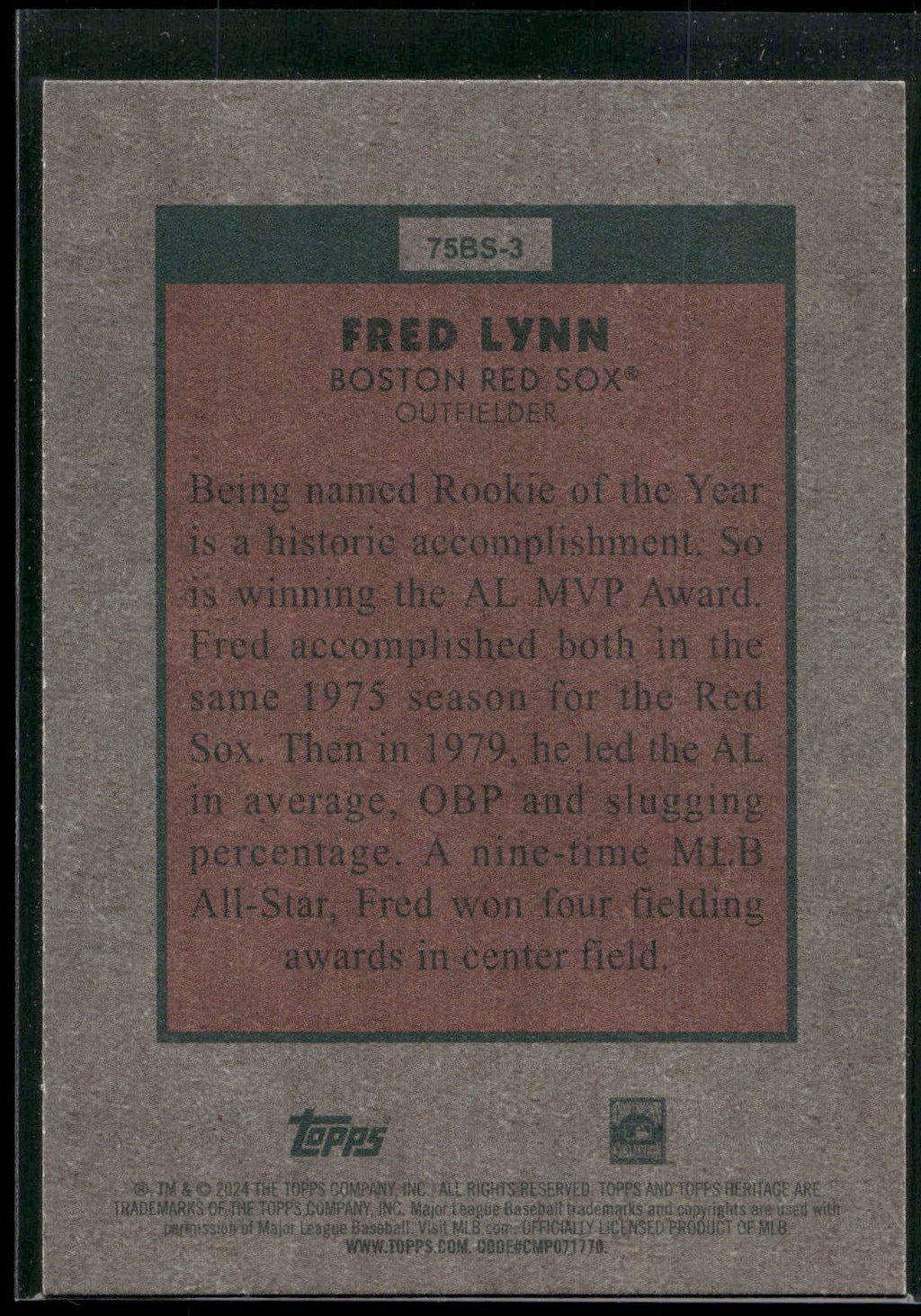 2024 Topps Heritage #75BS-3 Fred Lynn 1975 Baseball Sensations