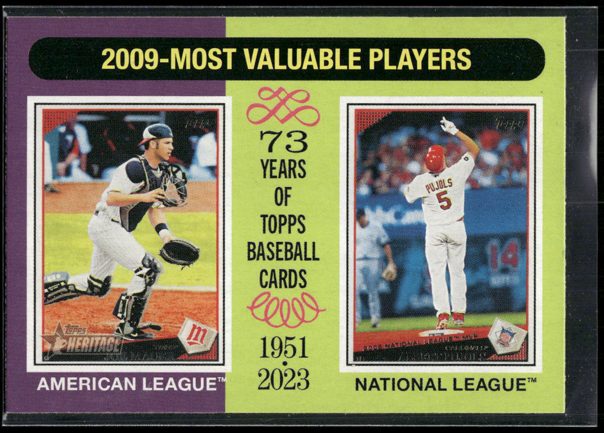 2024 Topps Heritage #205 2009 MVPs (Joe Mauer / Albert Pujols)