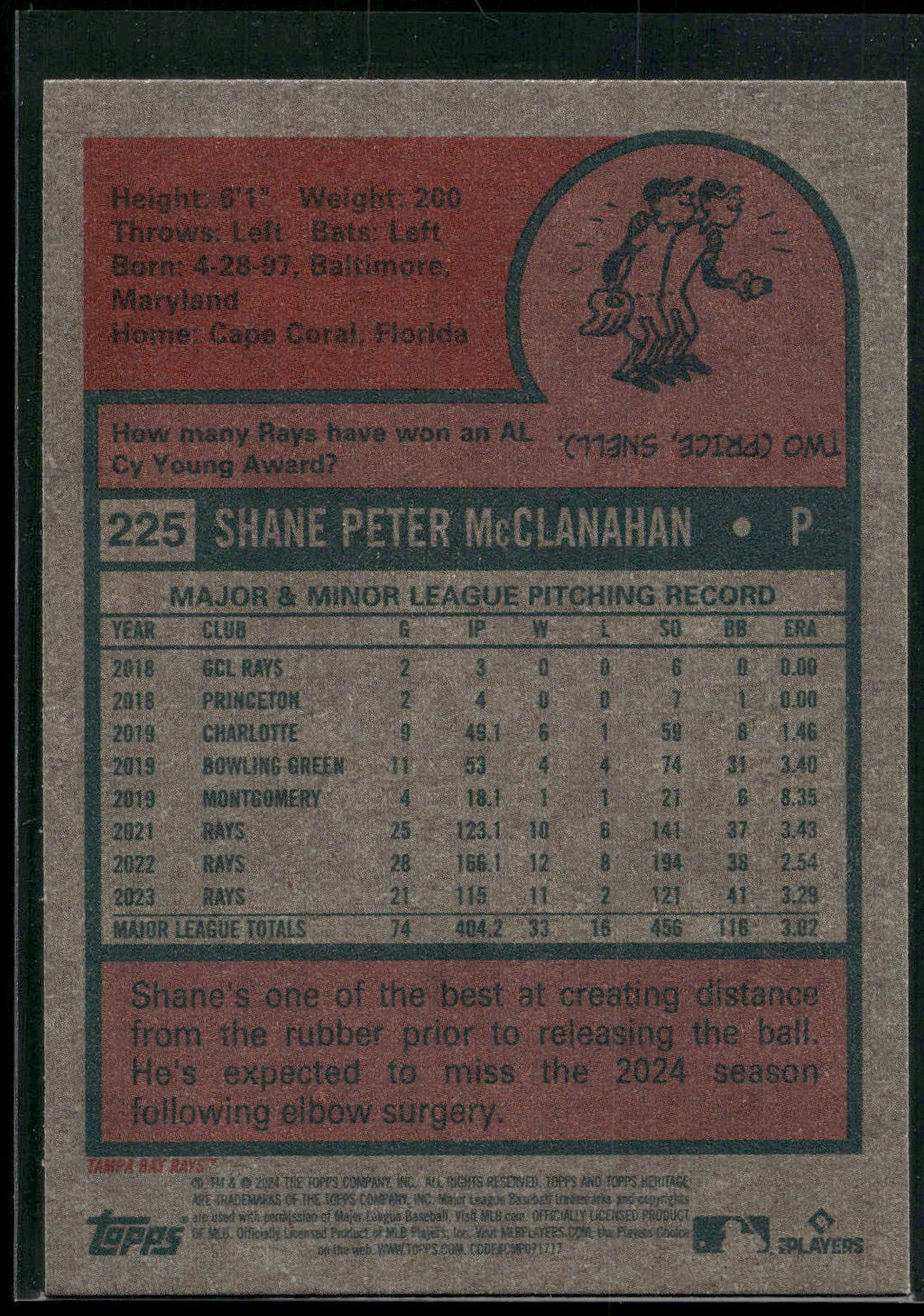 2024 Topps Heritage #225 Shane McClanahan