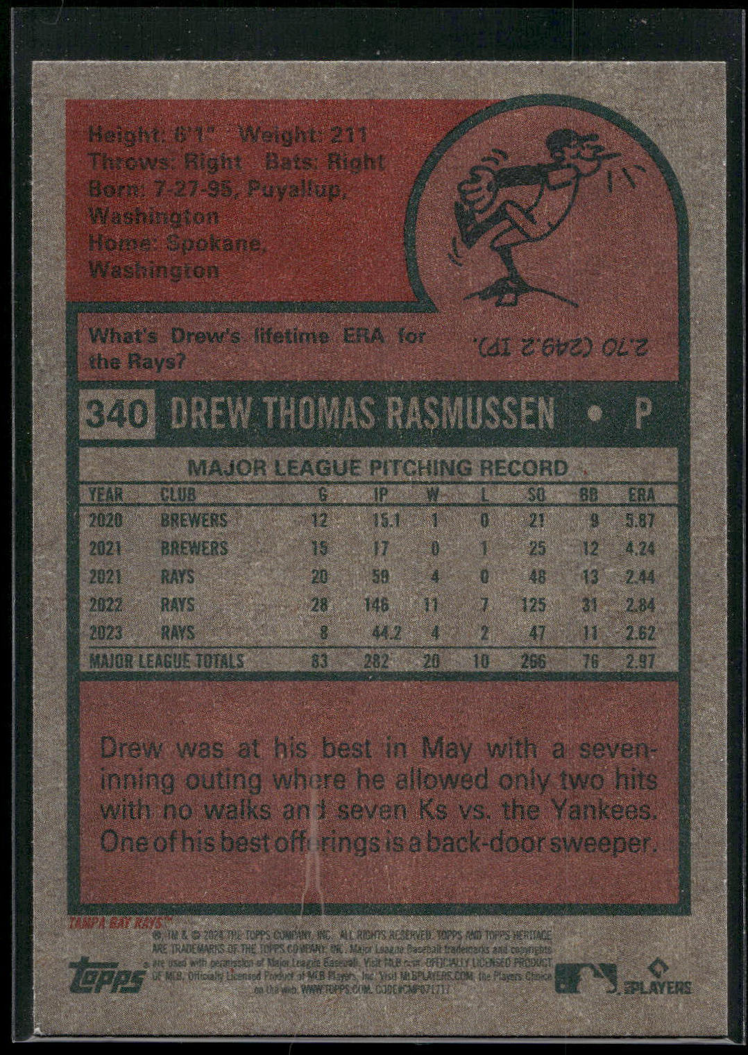 2024 Topps Heritage #340 Drew Rasmussen
