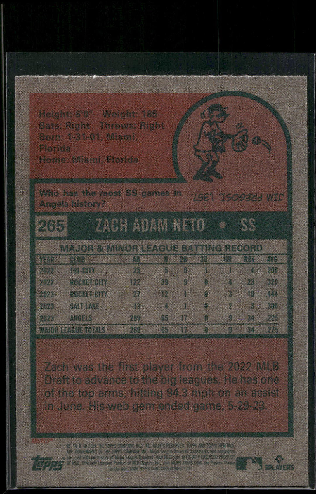 2024 Topps Heritage #265 Zach Neto