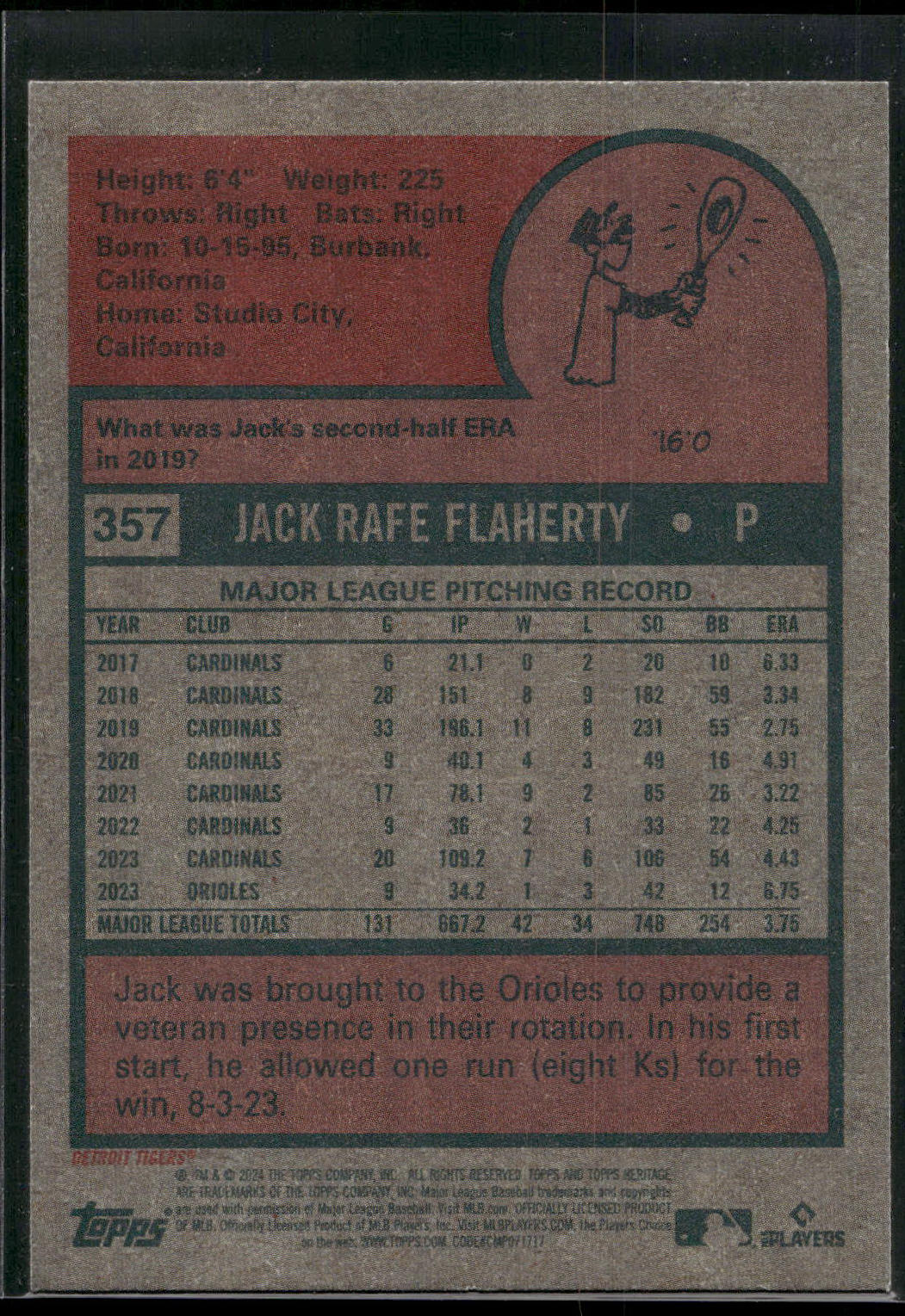 2024 Topps Heritage #357 Jack Flaherty