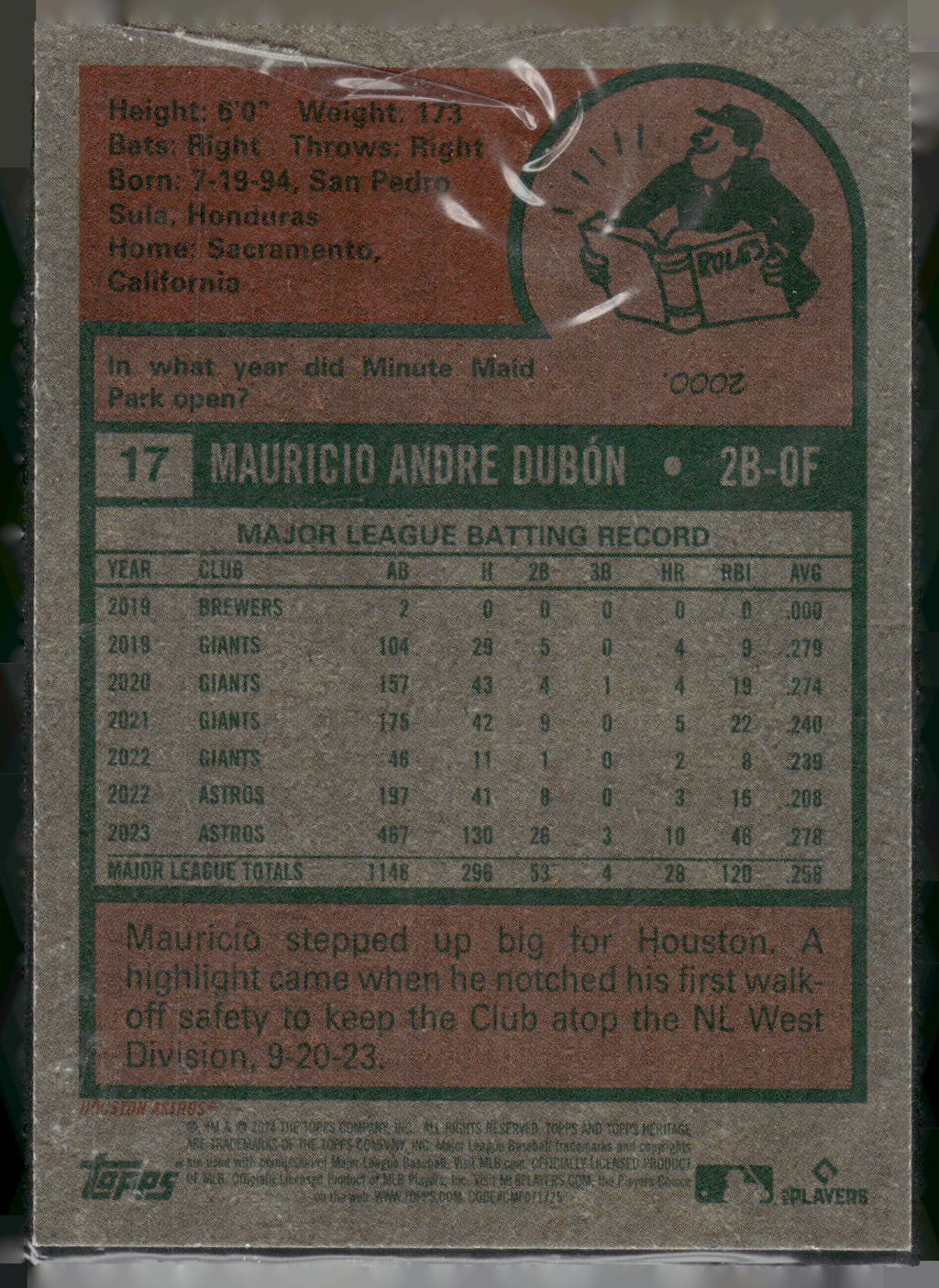 2024 Topps Heritage #17 Mauricio Dubón