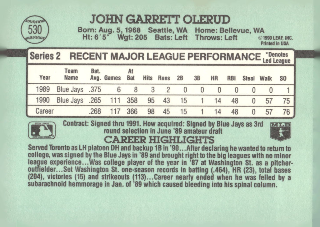 1991 Donruss #530 John Olerud