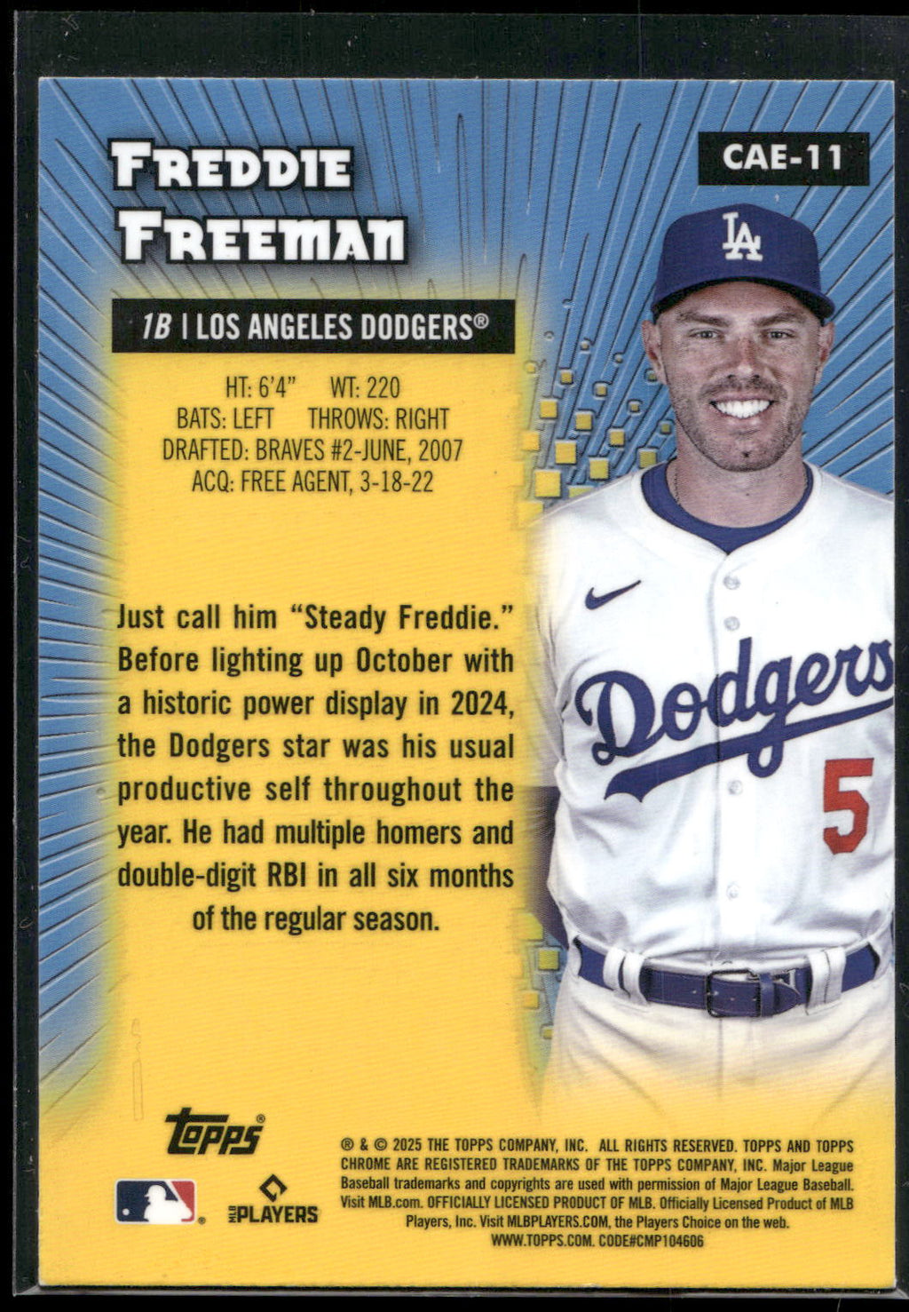 2025 Topps Chrome #CAE-11 Freddie Freeman Chrome All-Etch