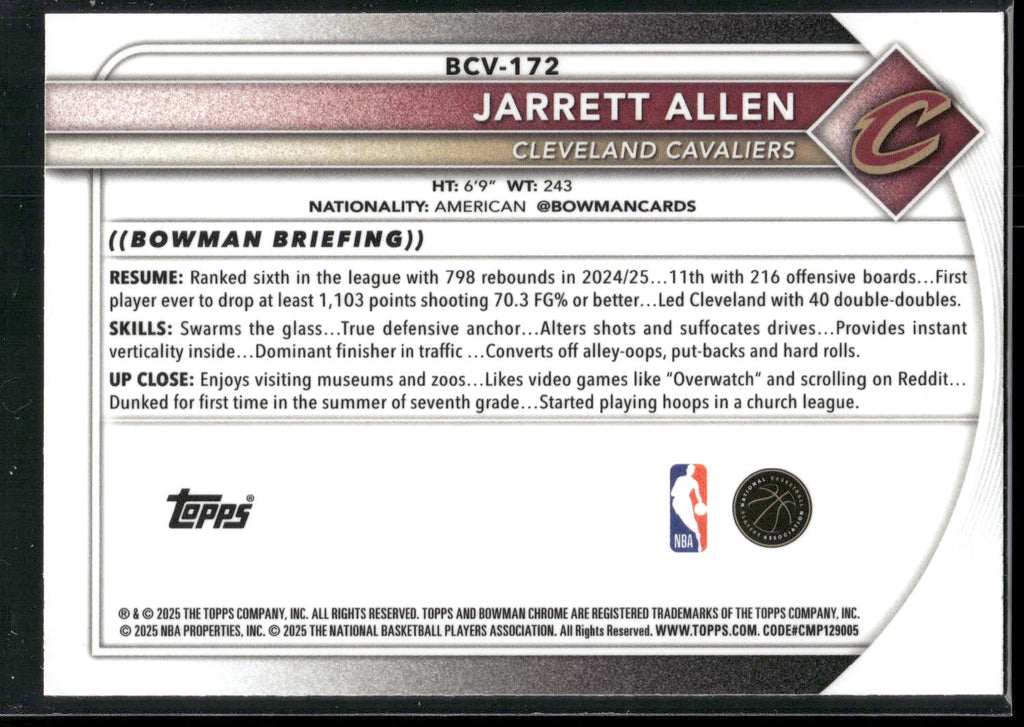 2025-26 Bowman #BCV-172 Jarrett Allen Chrome