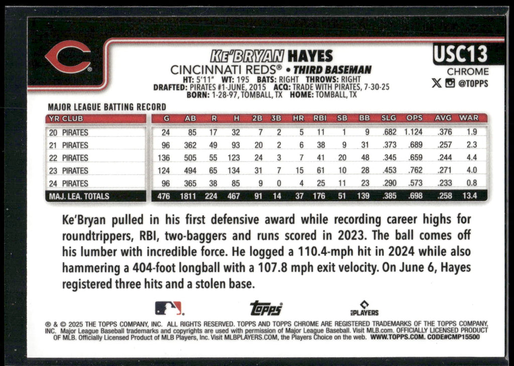 2025 Topps Chrome Update #USC13 Ke'Bryan Hayes
