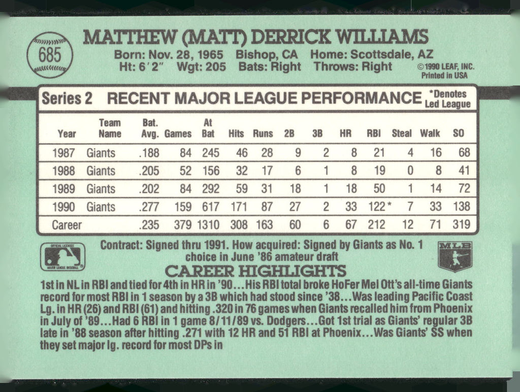 1991 Donruss #685 Matt Williams