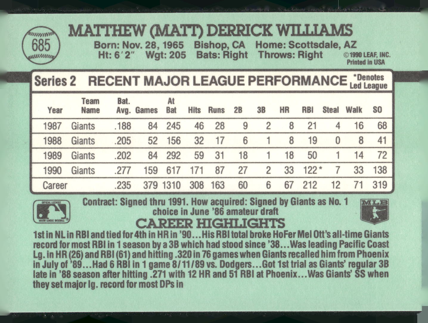 1991 Donruss #685 Matt Williams