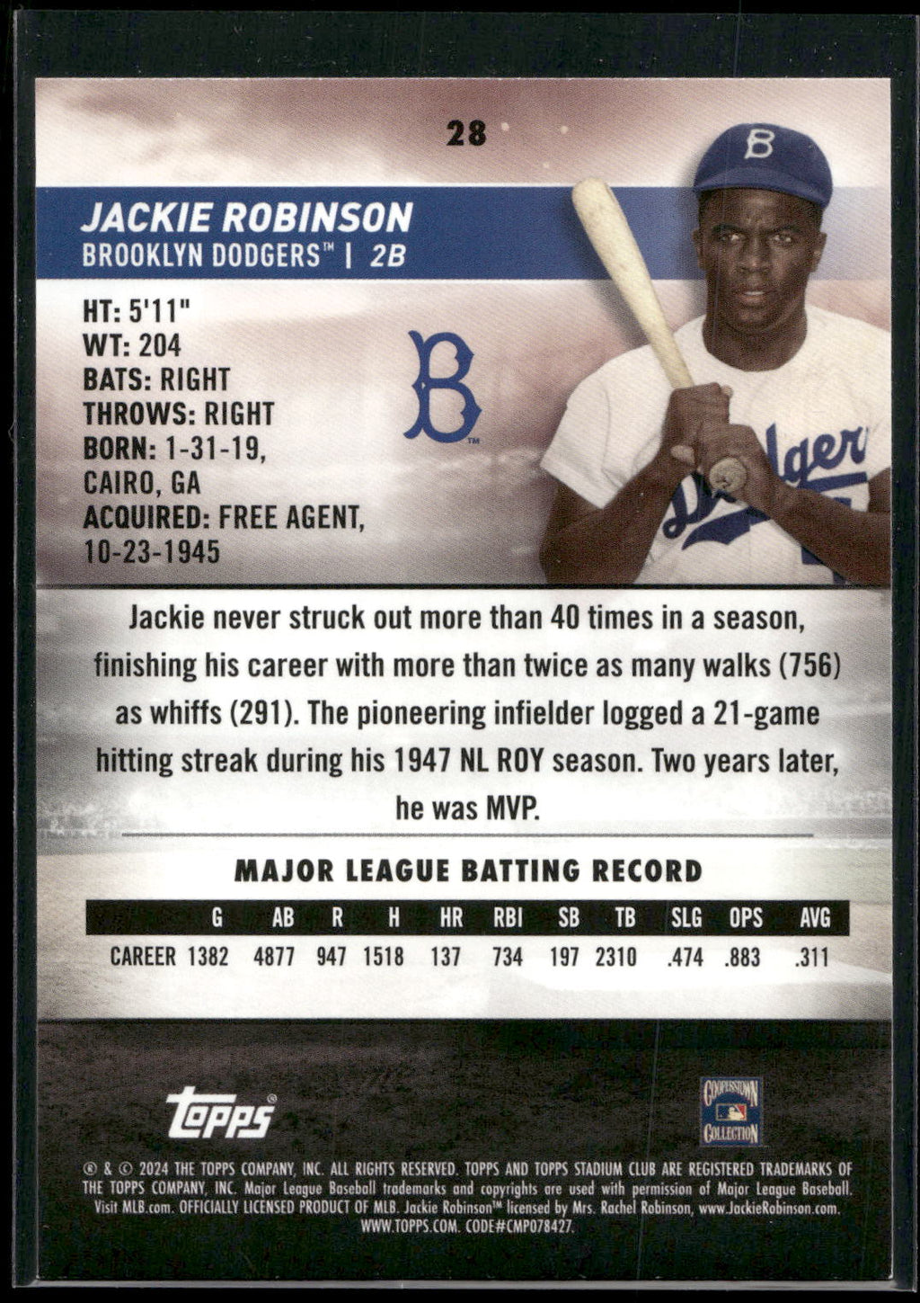 2024 Stadium Club #28 Jackie Robinson
