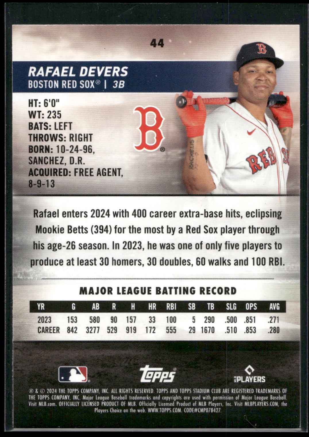 2024 Stadium Club #44 Rafael Devers