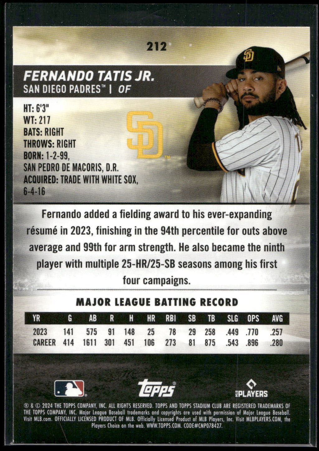2024 Stadium Club #212 Fernando Tatis Jr.