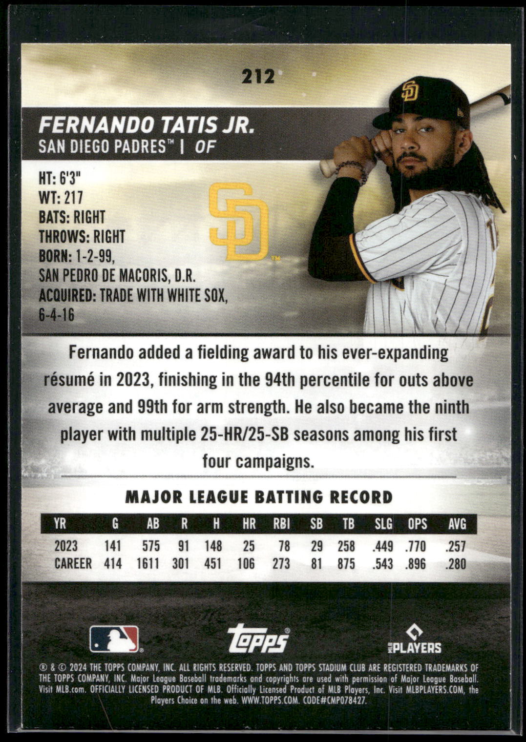 2024 Stadium Club #212 Fernando Tatis Jr.