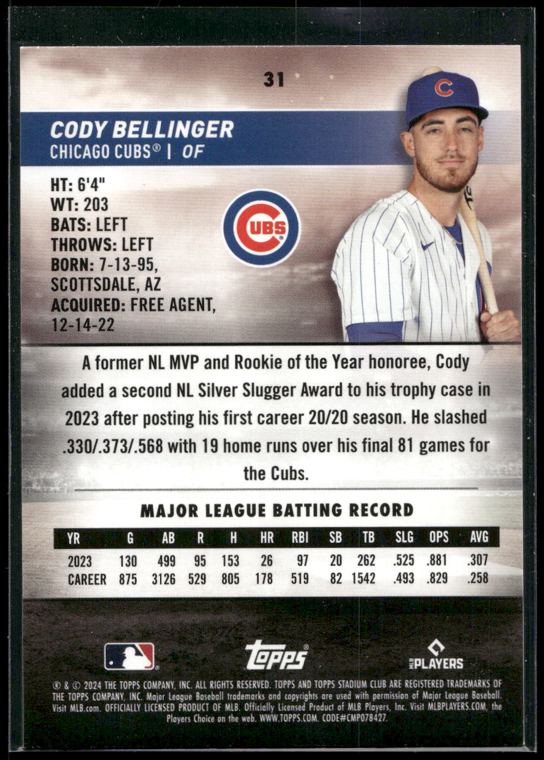 2024 Stadium Club #31 Cody Bellinger