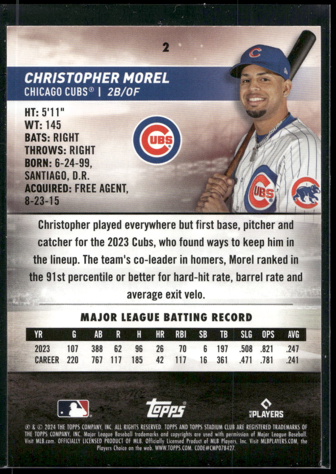 2024 Stadium Club #2 Christopher Morel