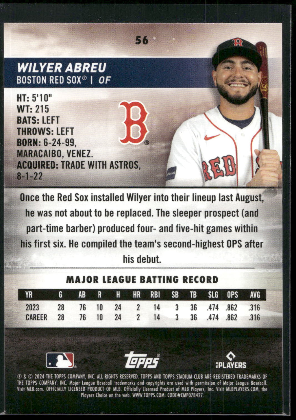2024 Stadium Club #56 Wilyer Abreu