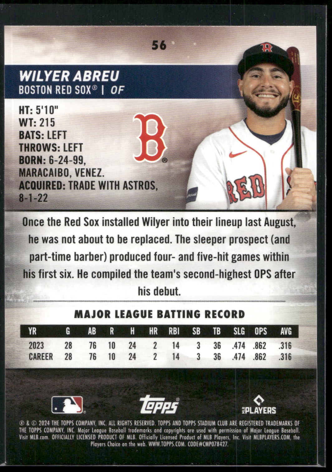 2024 Stadium Club #56 Wilyer Abreu