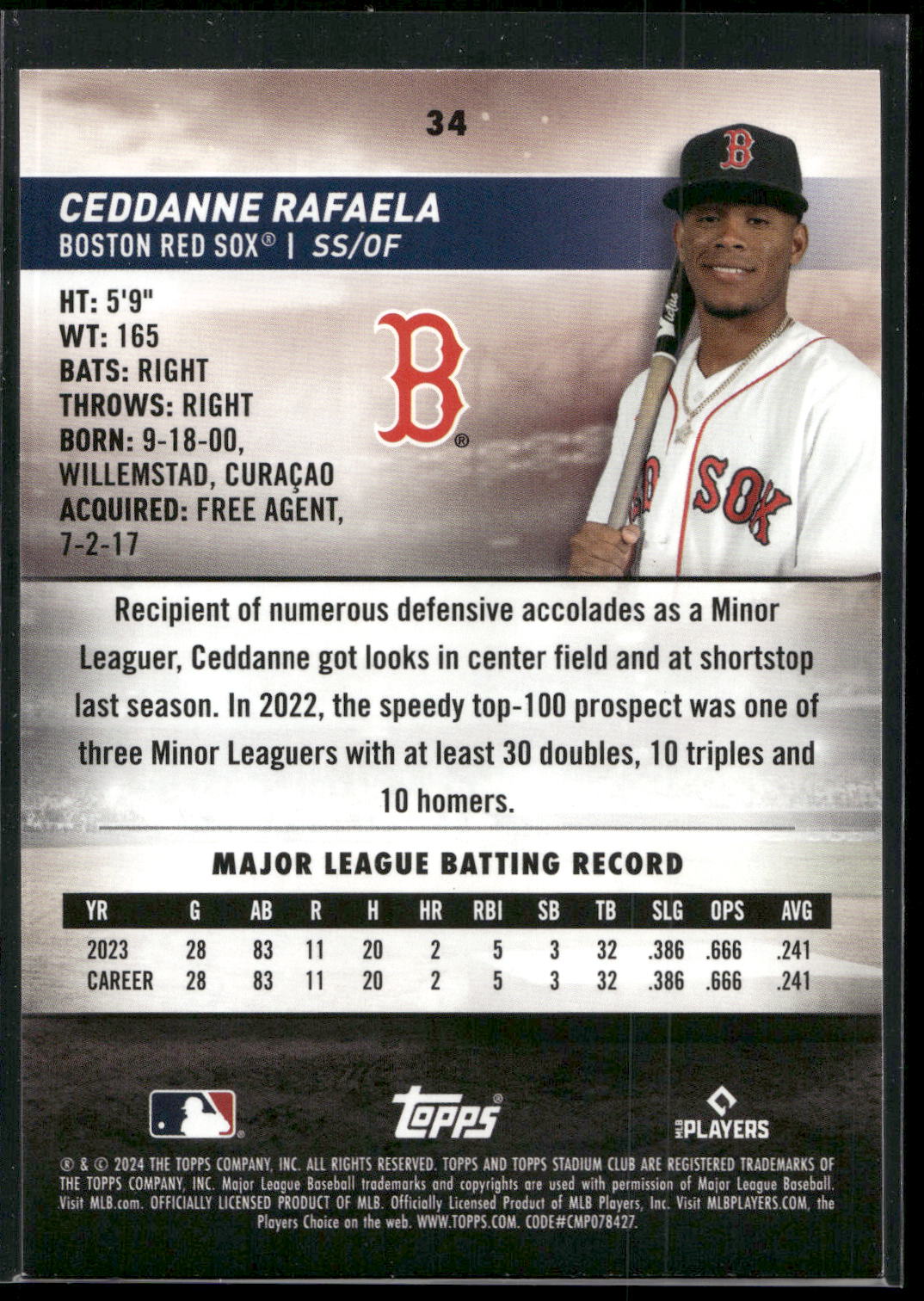 2024 Stadium Club #34 Ceddanne Rafaela