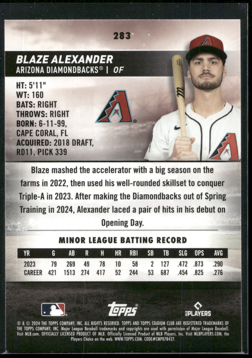 2024 Stadium Club #283 Blaze Alexander