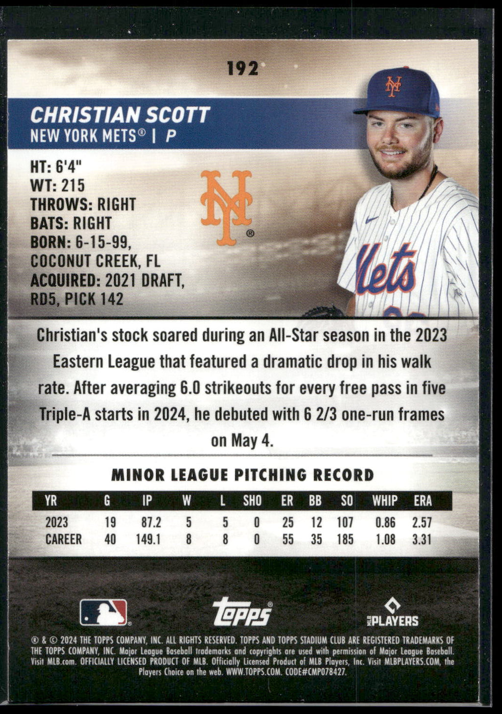 2024 Stadium Club #192 Christian Scott