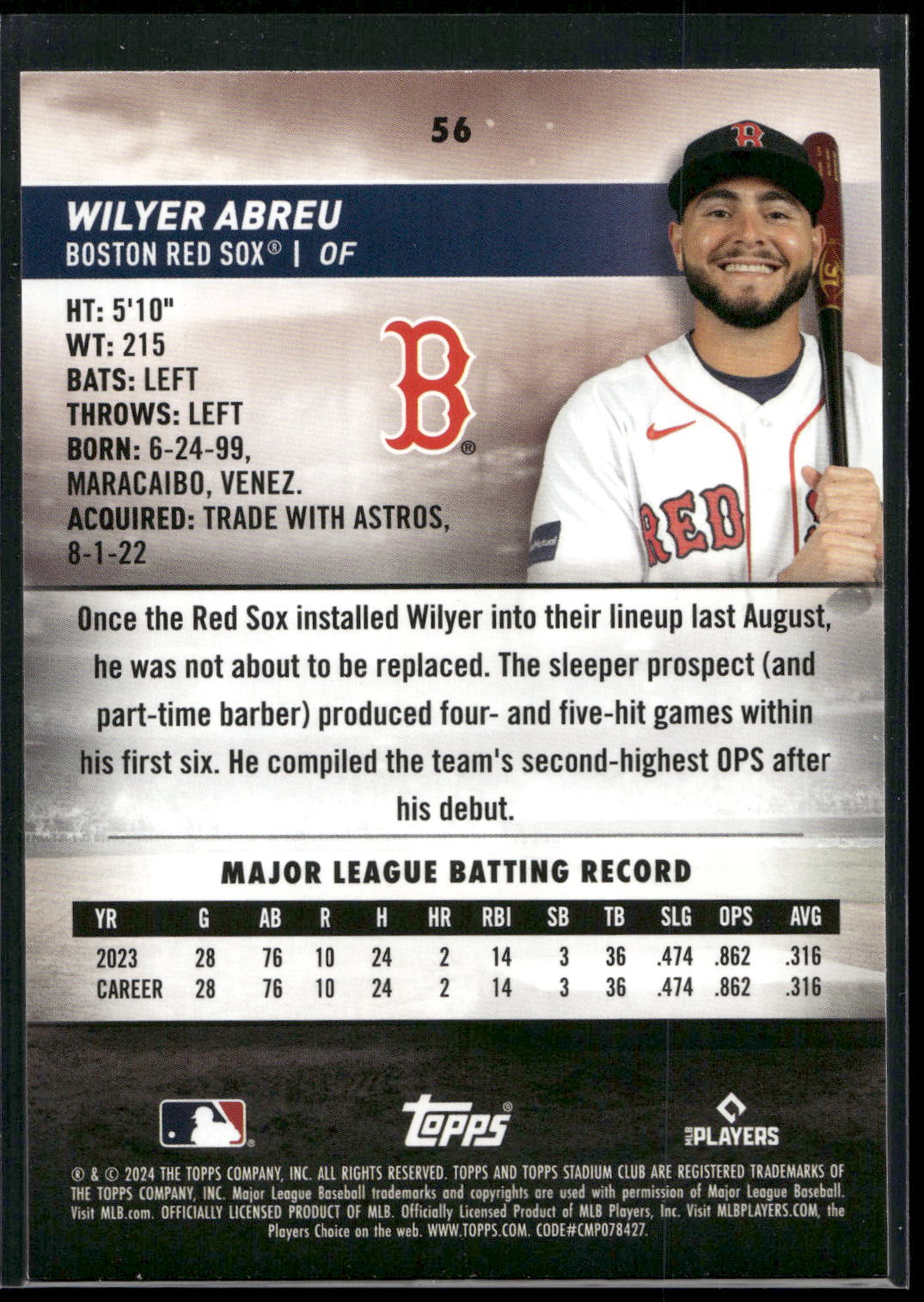 2024 Stadium Club #56 Wilyer Abreu