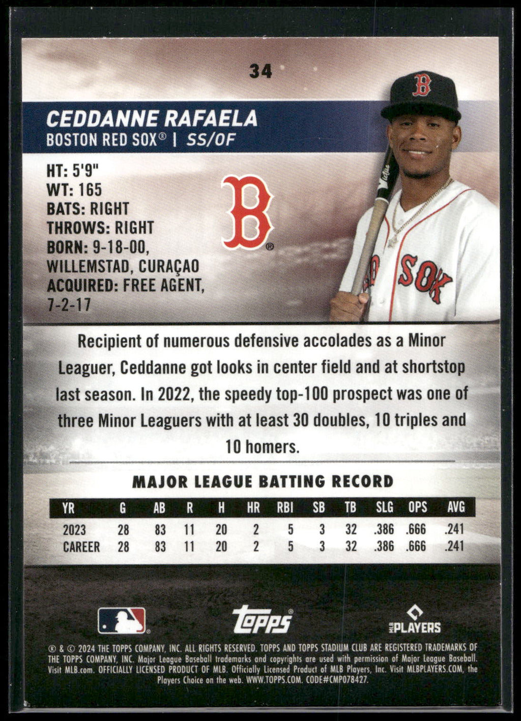 2024 Stadium Club #34 Ceddanne Rafaela