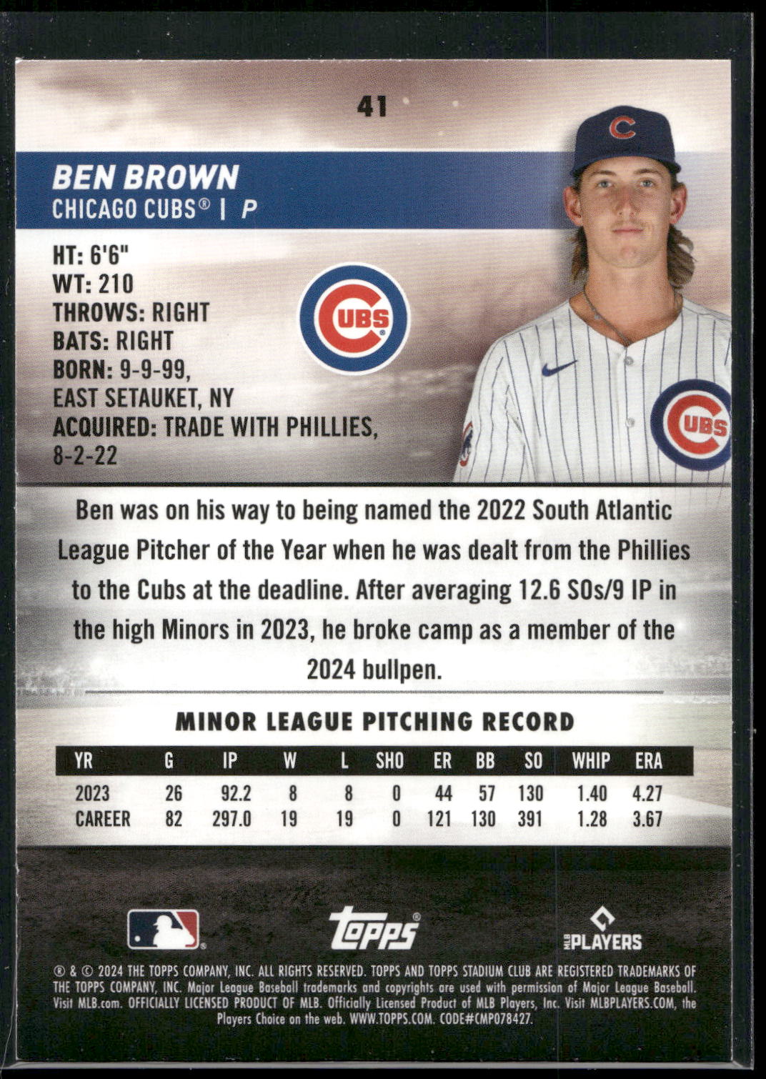 2024 Stadium Club #41 Ben Brown
