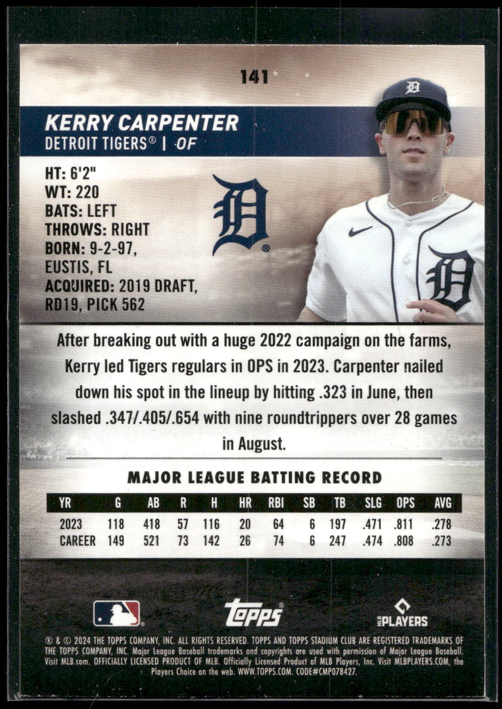 2024 Stadium Club #141 Kerry Carpenter