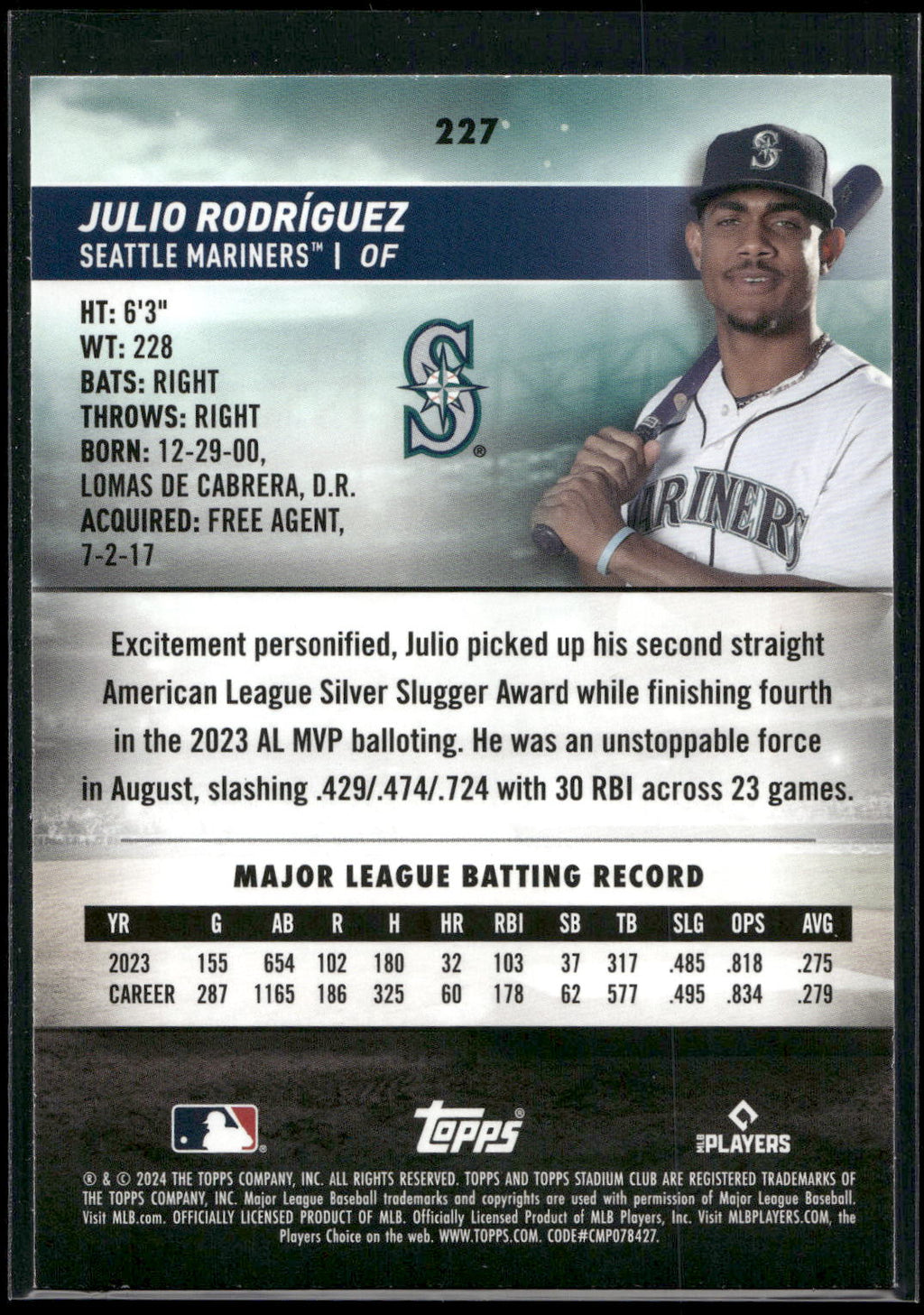 2024 Stadium Club #227 Julio Rodríguez