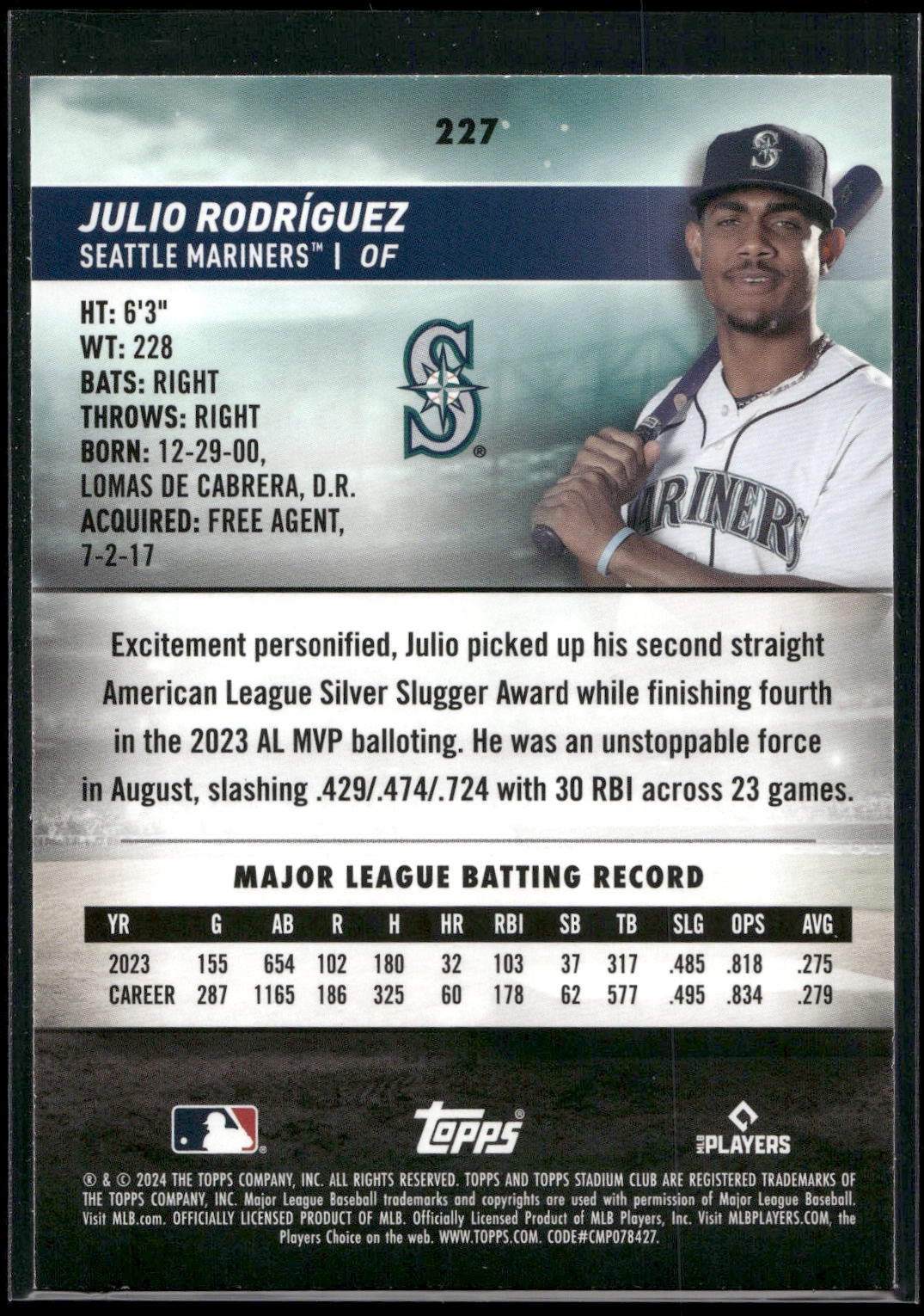 2024 Stadium Club #227 Julio Rodríguez