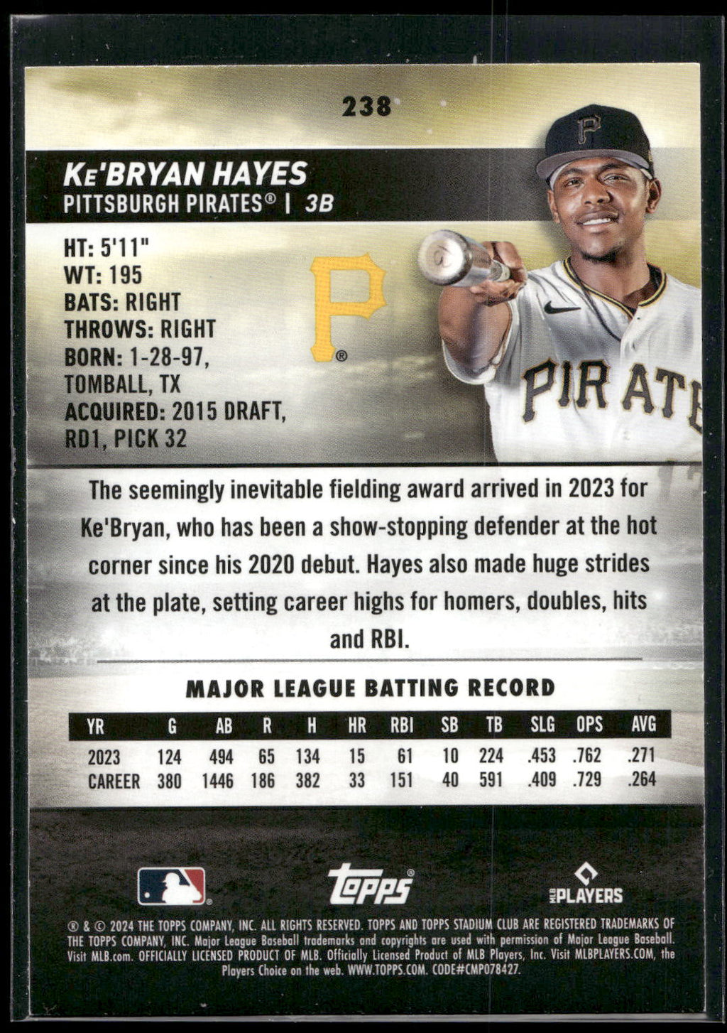 2024 Stadium Club #238 Ke'Bryan Hayes