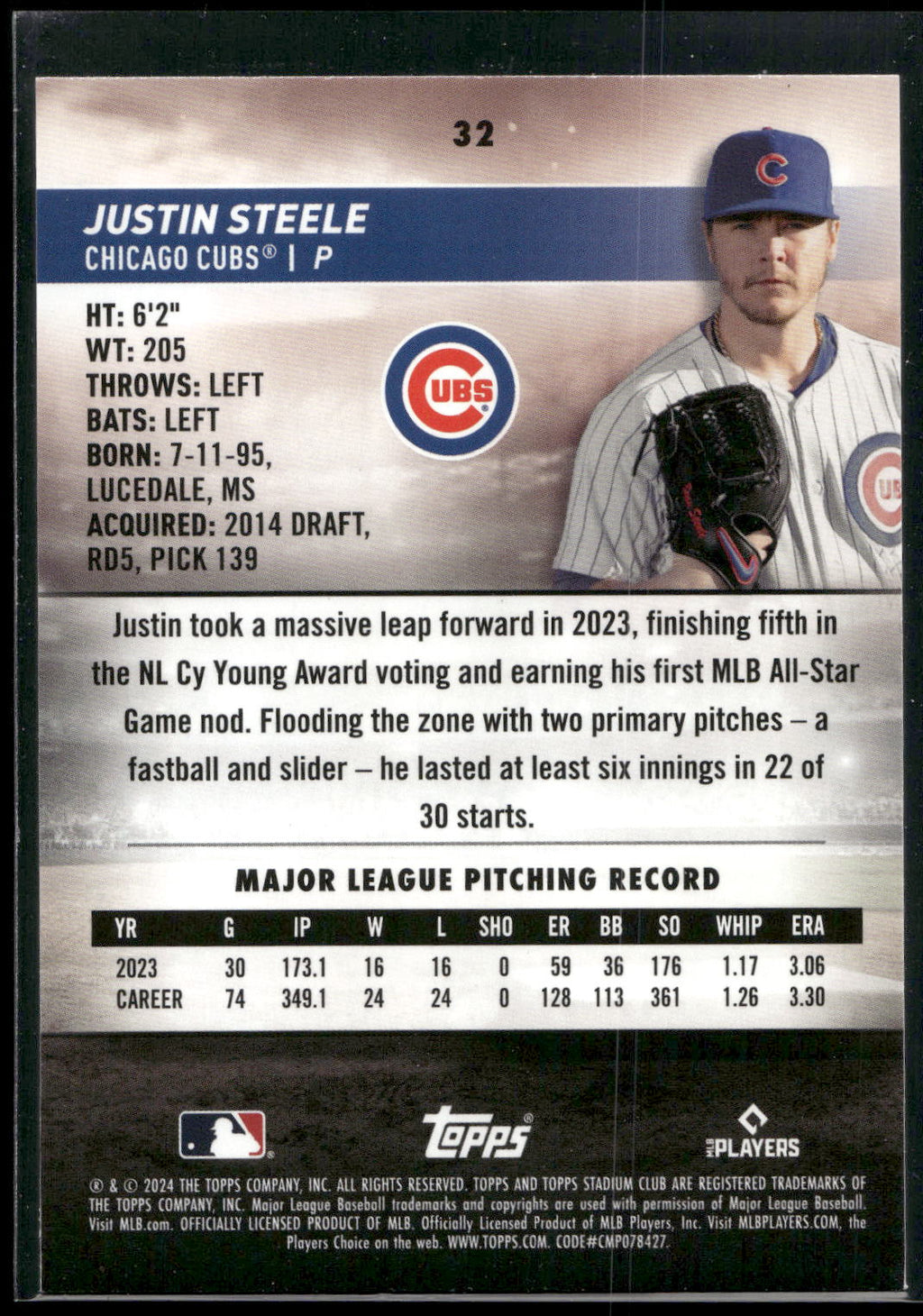 2024 Stadium Club #32 Justin Steele