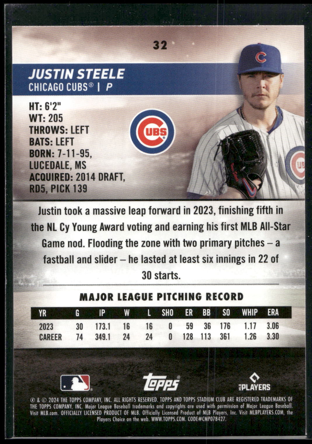 2024 Stadium Club #32 Justin Steele