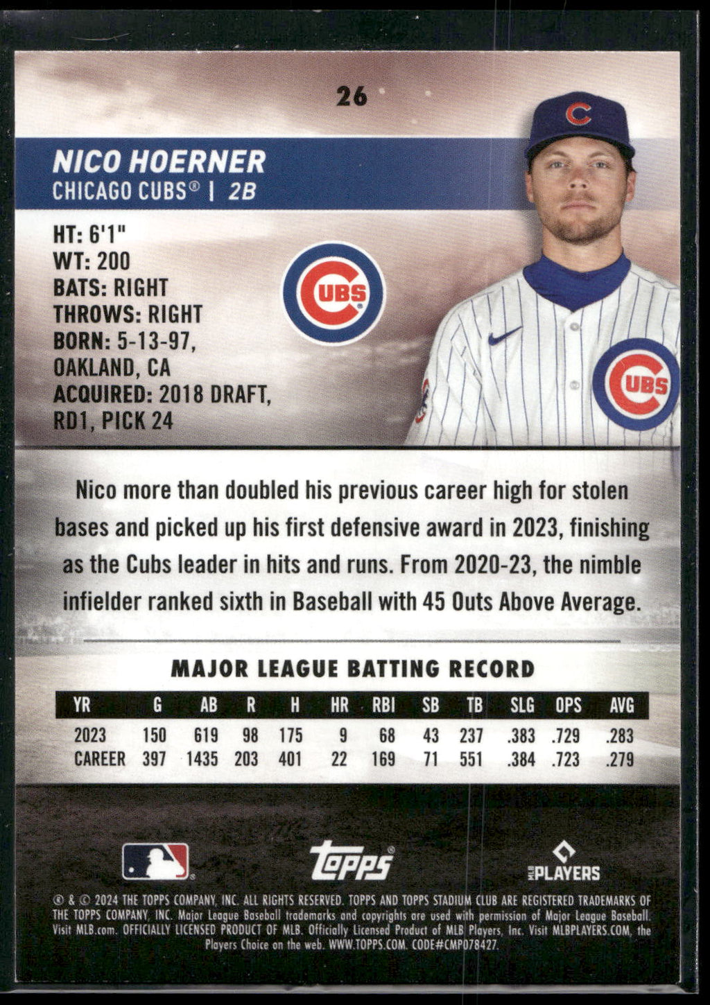 2024 Stadium Club #26 Nico Hoerner