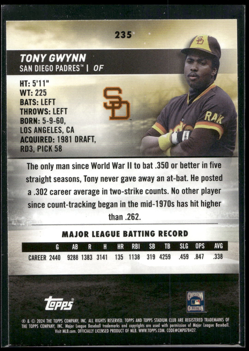 2024 Stadium Club #235 Tony Gwynn