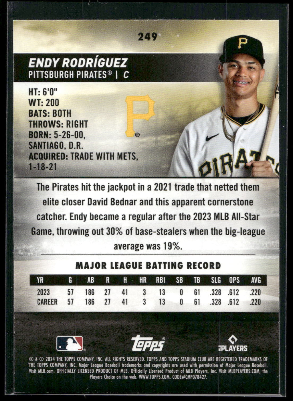 2024 Stadium Club #249 Endy Rodríguez
