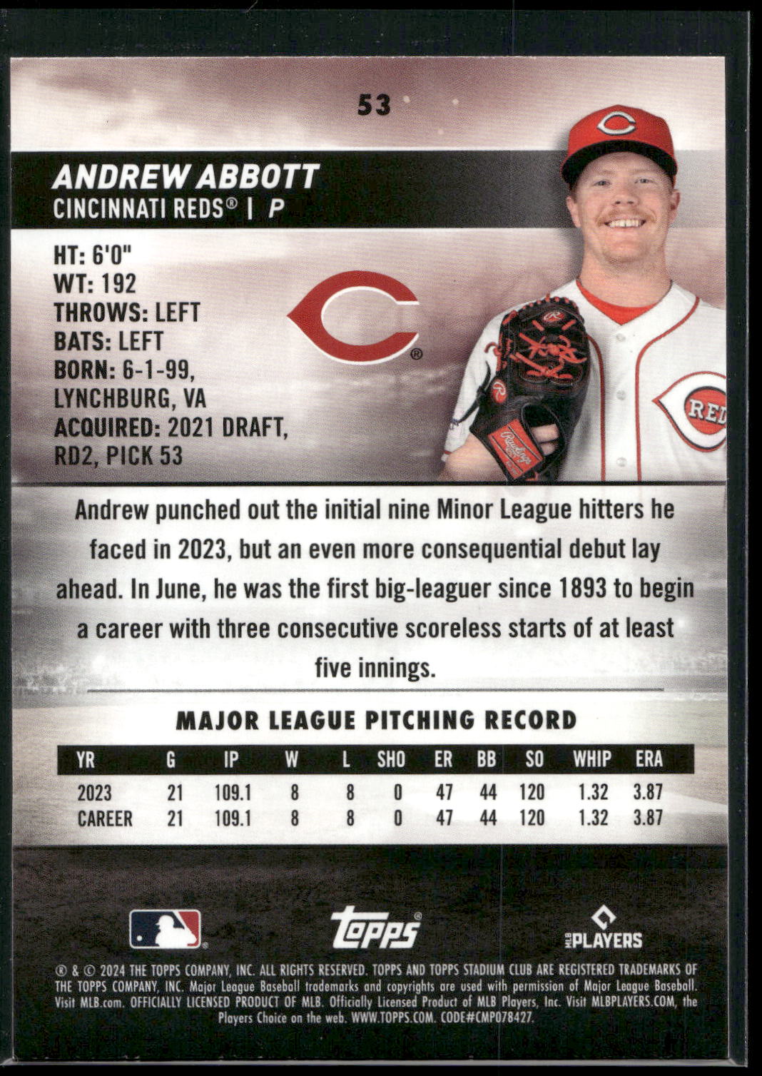 2024 Stadium Club #53 Andrew Abbott