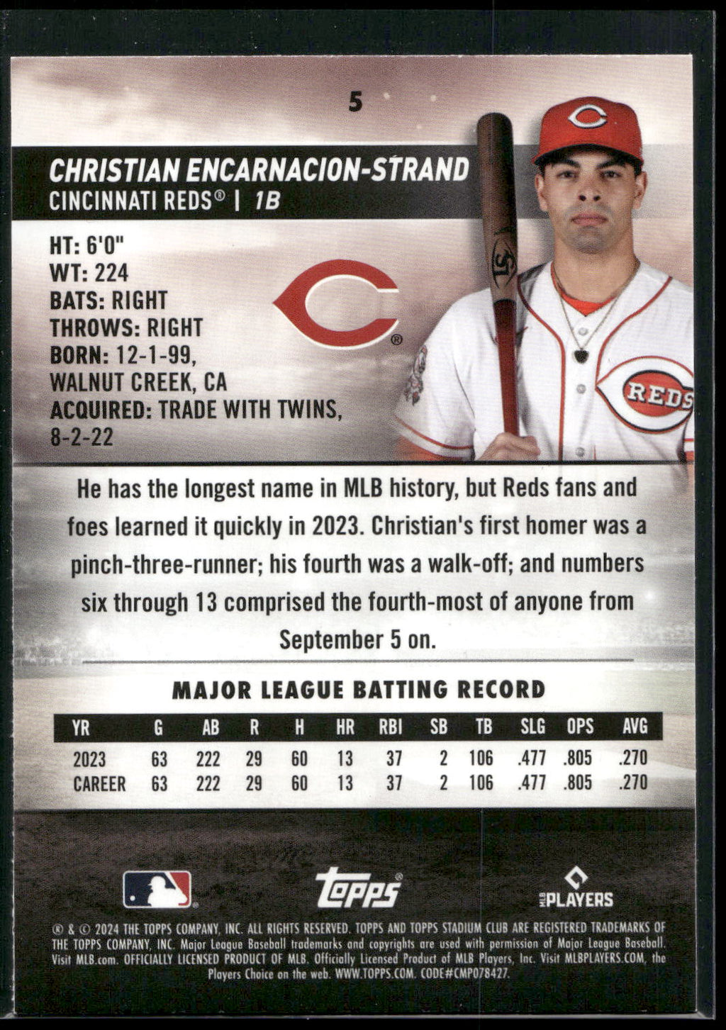 2024 Stadium Club #5 Christian Encarnacion-Strand