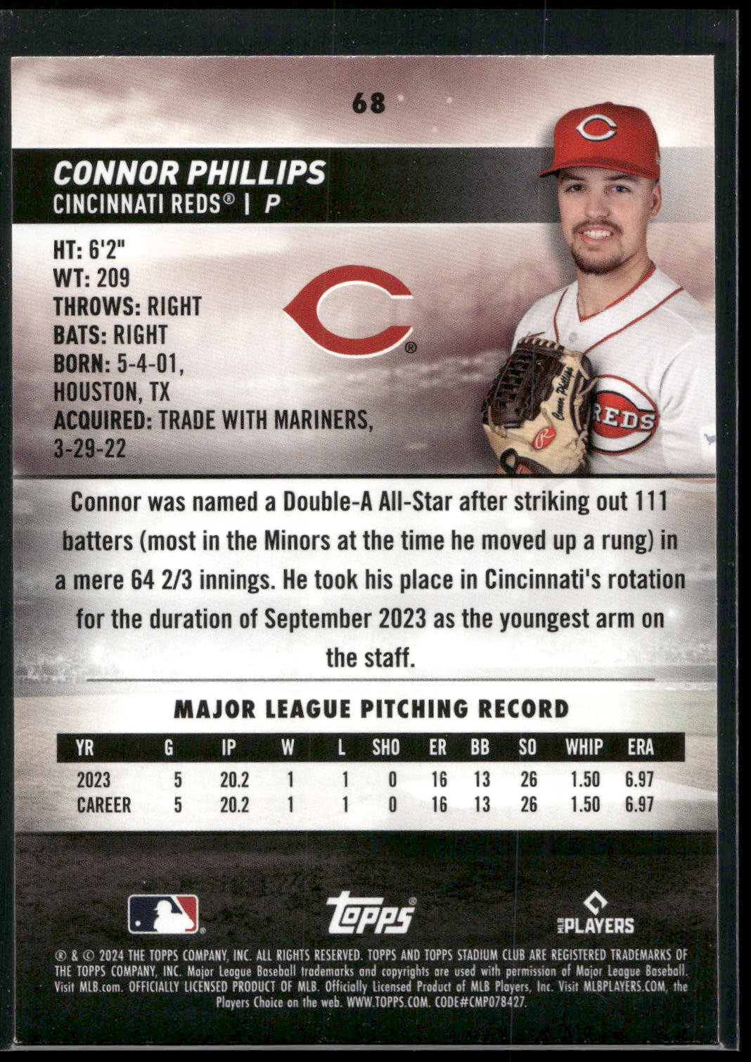 2024 Stadium Club #68 Connor Phillips