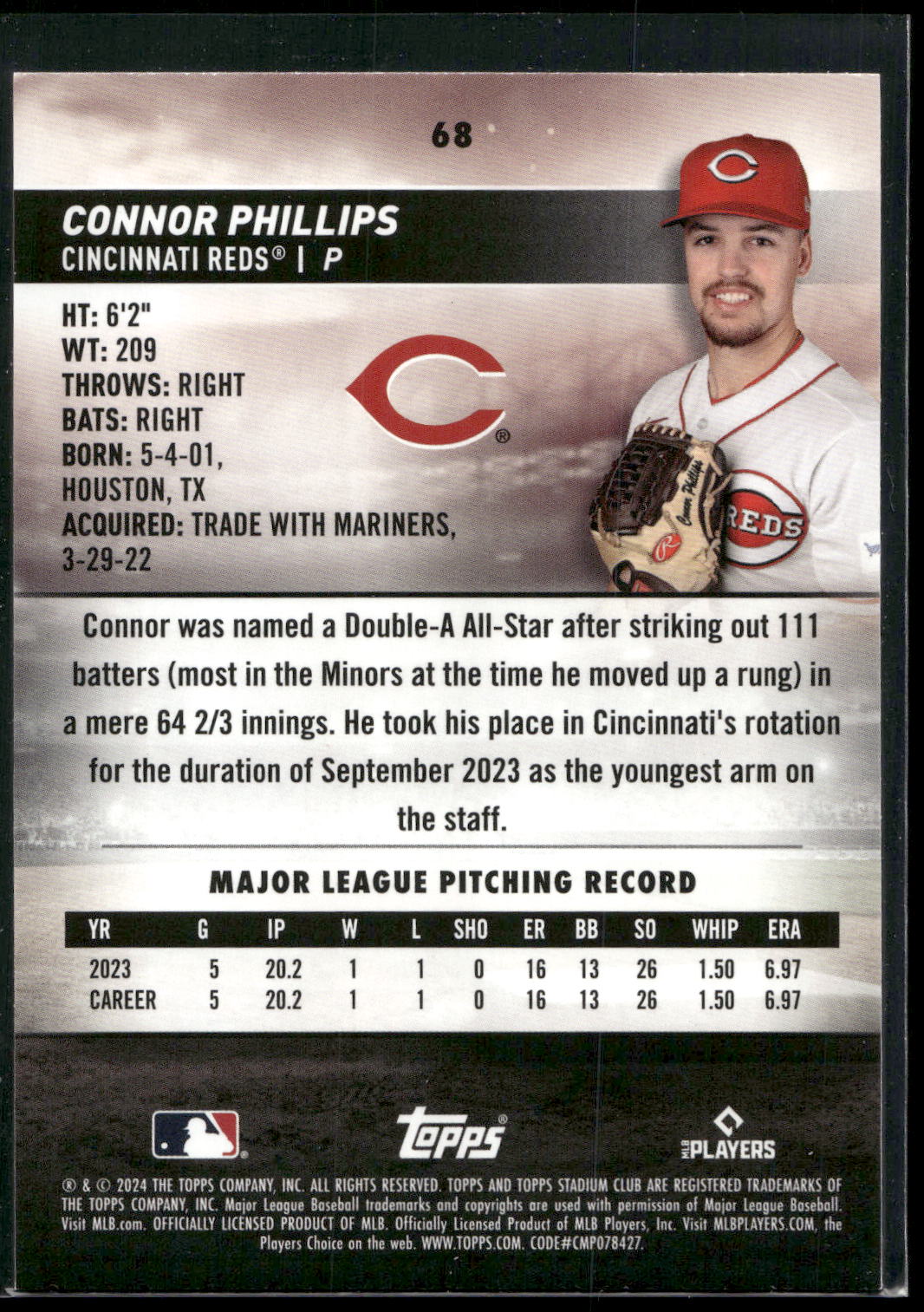 2024 Stadium Club #68 Connor Phillips