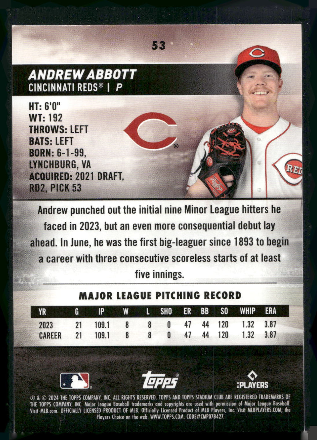 2024 Stadium Club #53 Andrew Abbott