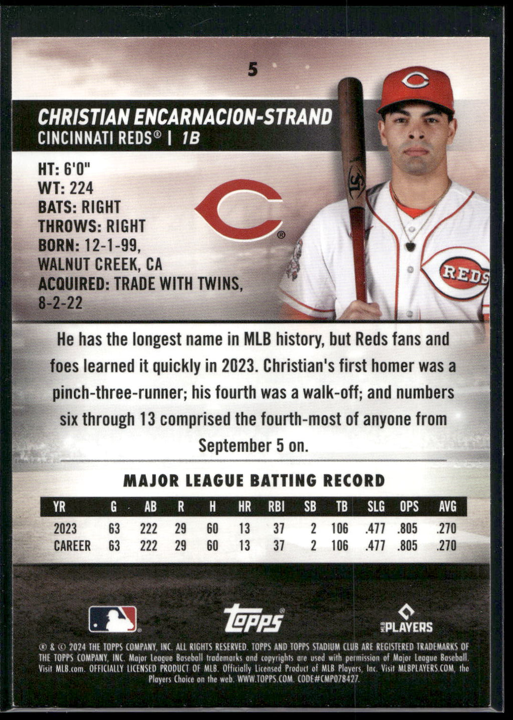 2024 Stadium Club #5 Christian Encarnacion-Strand