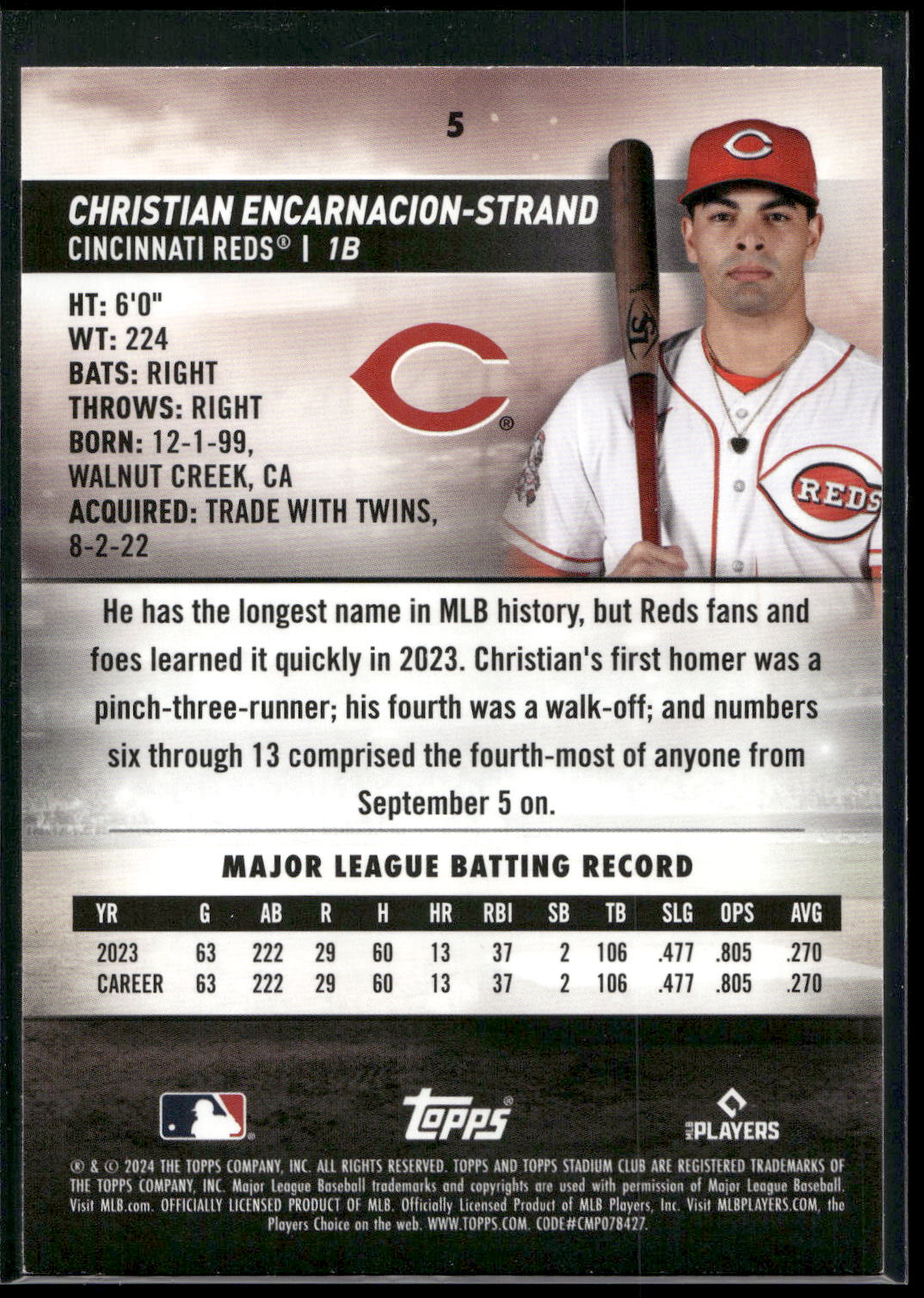 2024 Stadium Club #5 Christian Encarnacion-Strand