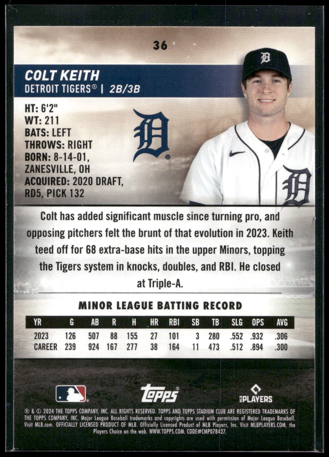 2024 Stadium Club #36 Colt Keith
