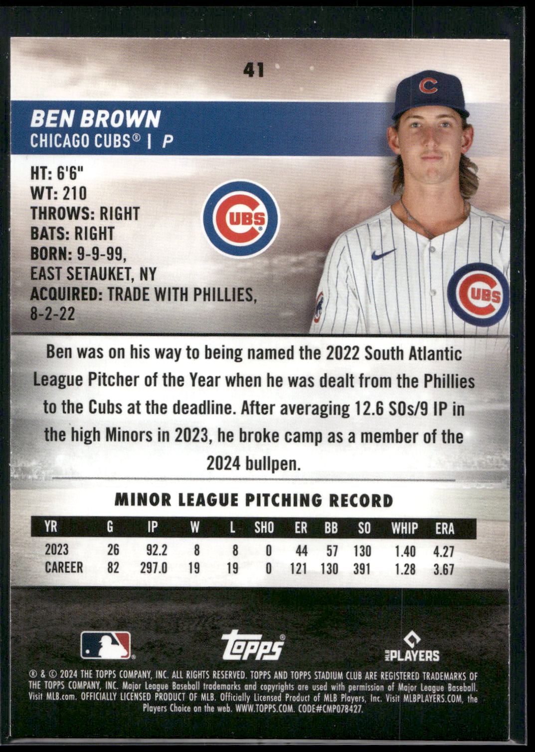 2024 Stadium Club #41 Ben Brown