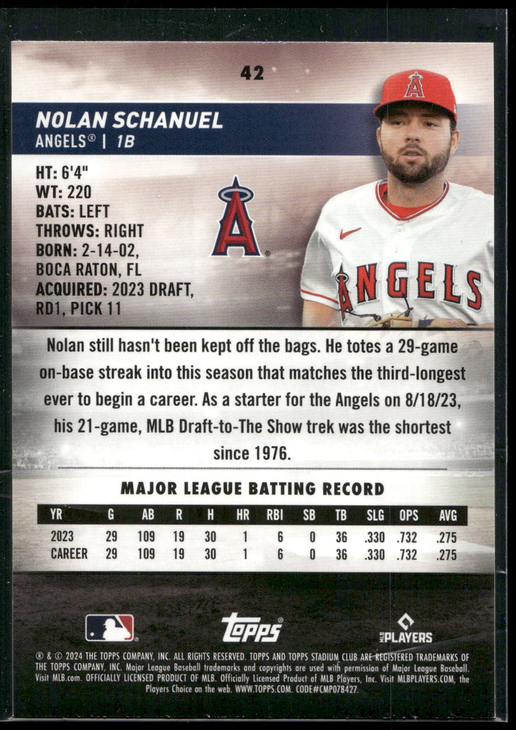 2024 Stadium Club #42 Nolan Schanuel