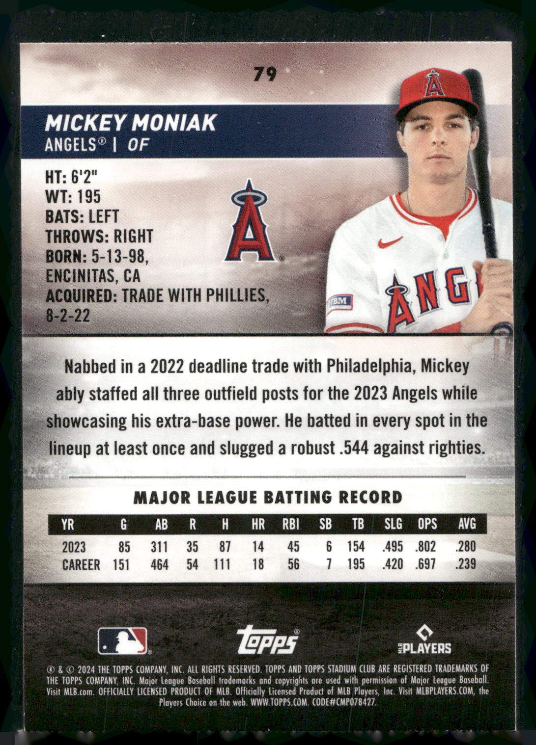 2024 Stadium Club #79 Mickey Moniak