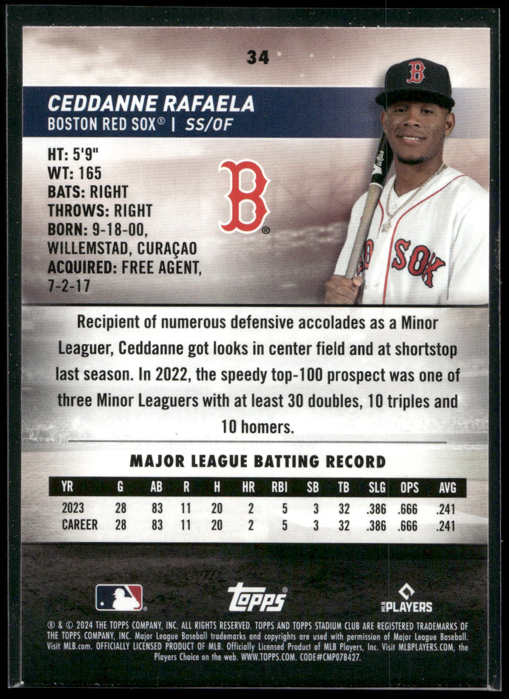 2024 Stadium Club #34 Ceddanne Rafaela